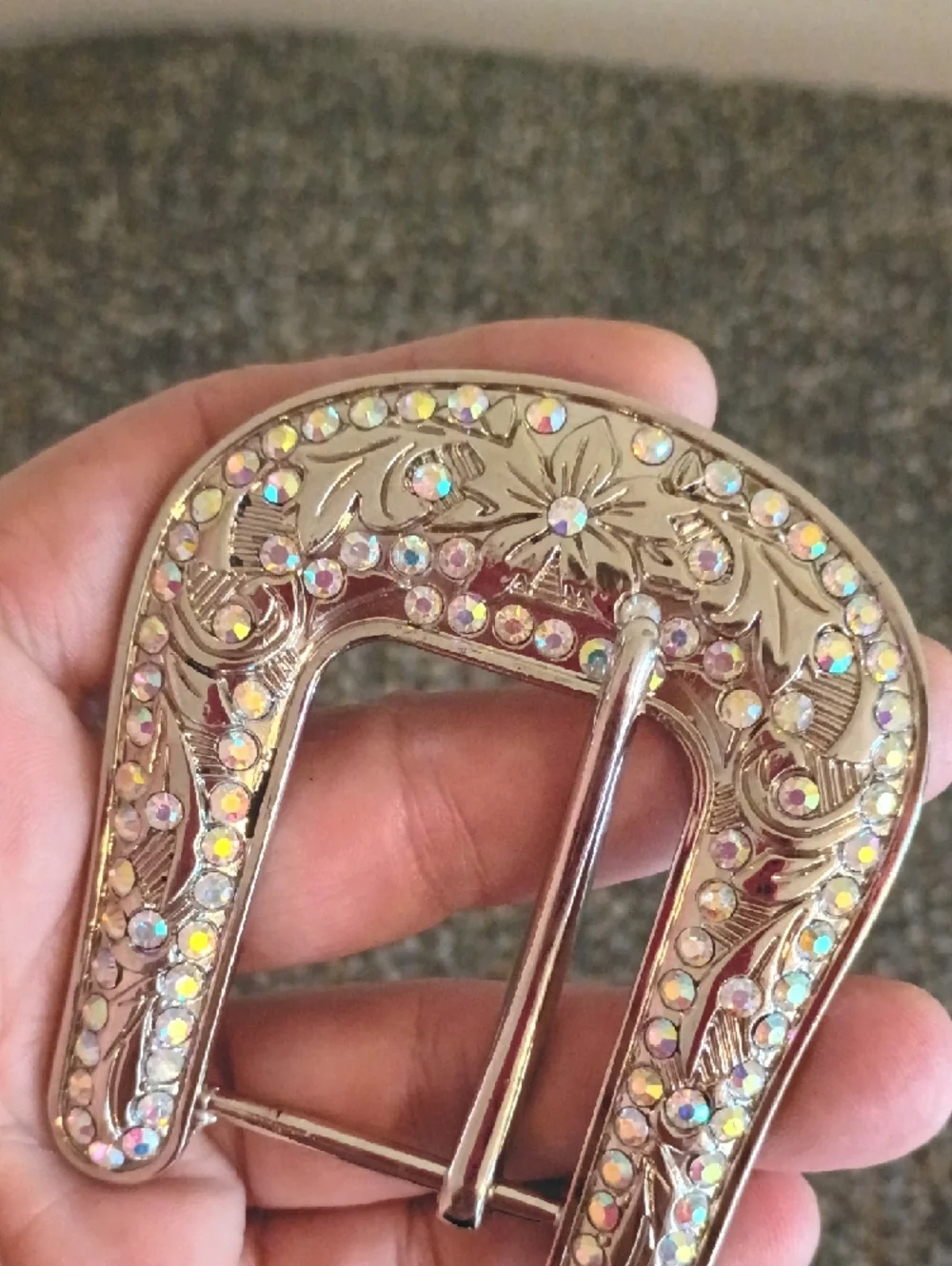 Rhinestone Silver Western Style Belt Buckle